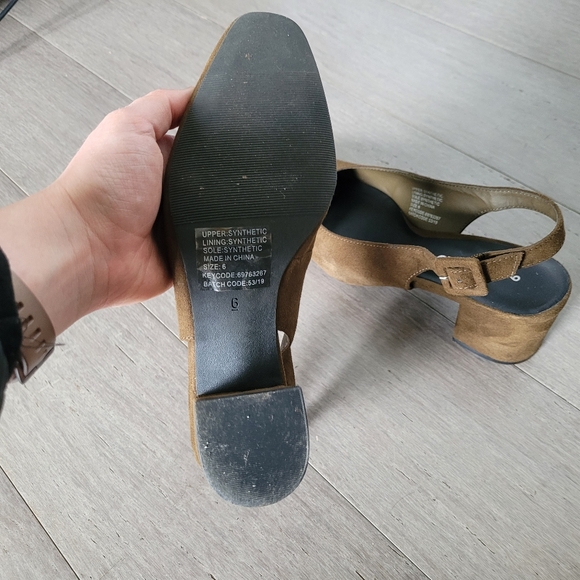 Anko Olive Suede Slingback Heels - Picture 2 of 9